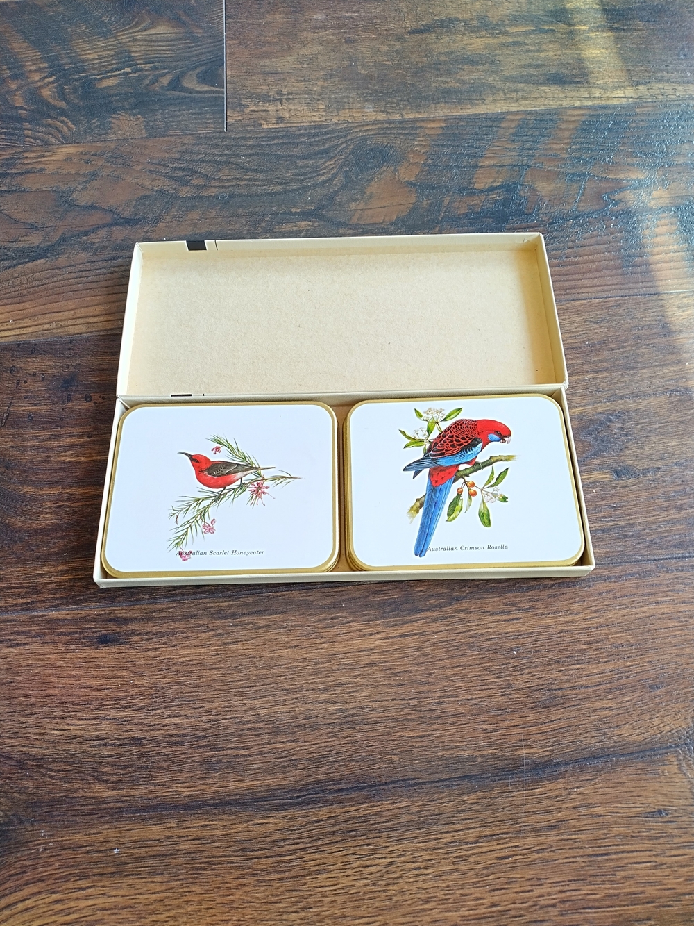 Vintage Set Of 6 "Australian Bird" Coasters W/ Box. New Zealand Made